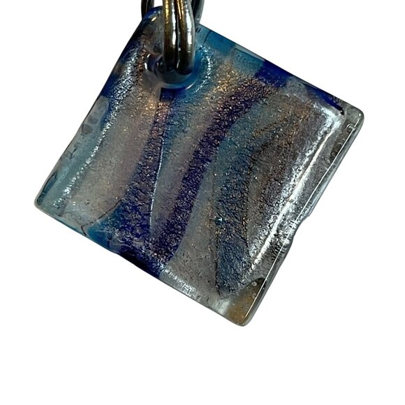 Handcrafted Blue & Clear Fused Glass Pendant With Silver Cord - Picture 3 of 5
